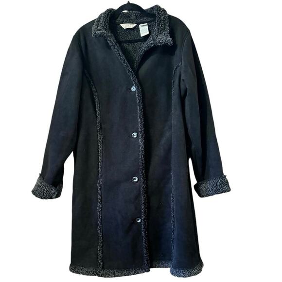 L.L. Bean Jackets & Blazers - VTG L.L. Bean Faux Suede/Sherpa Black coat XL Western NFR Y2K 90's Country